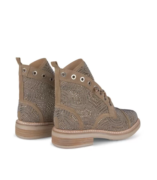 Botines Planos*Alma en Pena Comprar Botin Con Cordones Y Diamantes De Imitacion